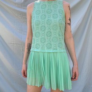 Loft Sleeveless Mint Green Eyelet Dress